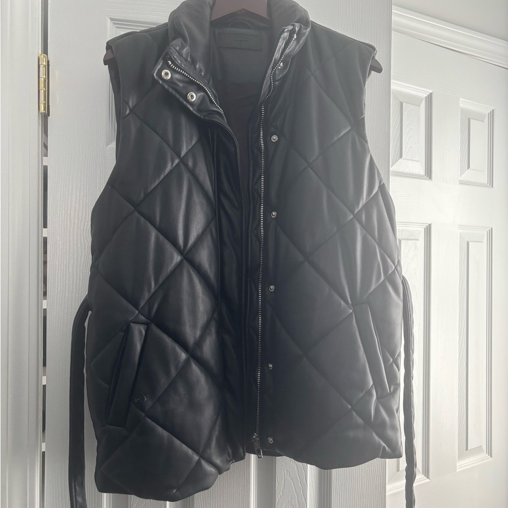 Blank NYC Black leather Quilted Vest